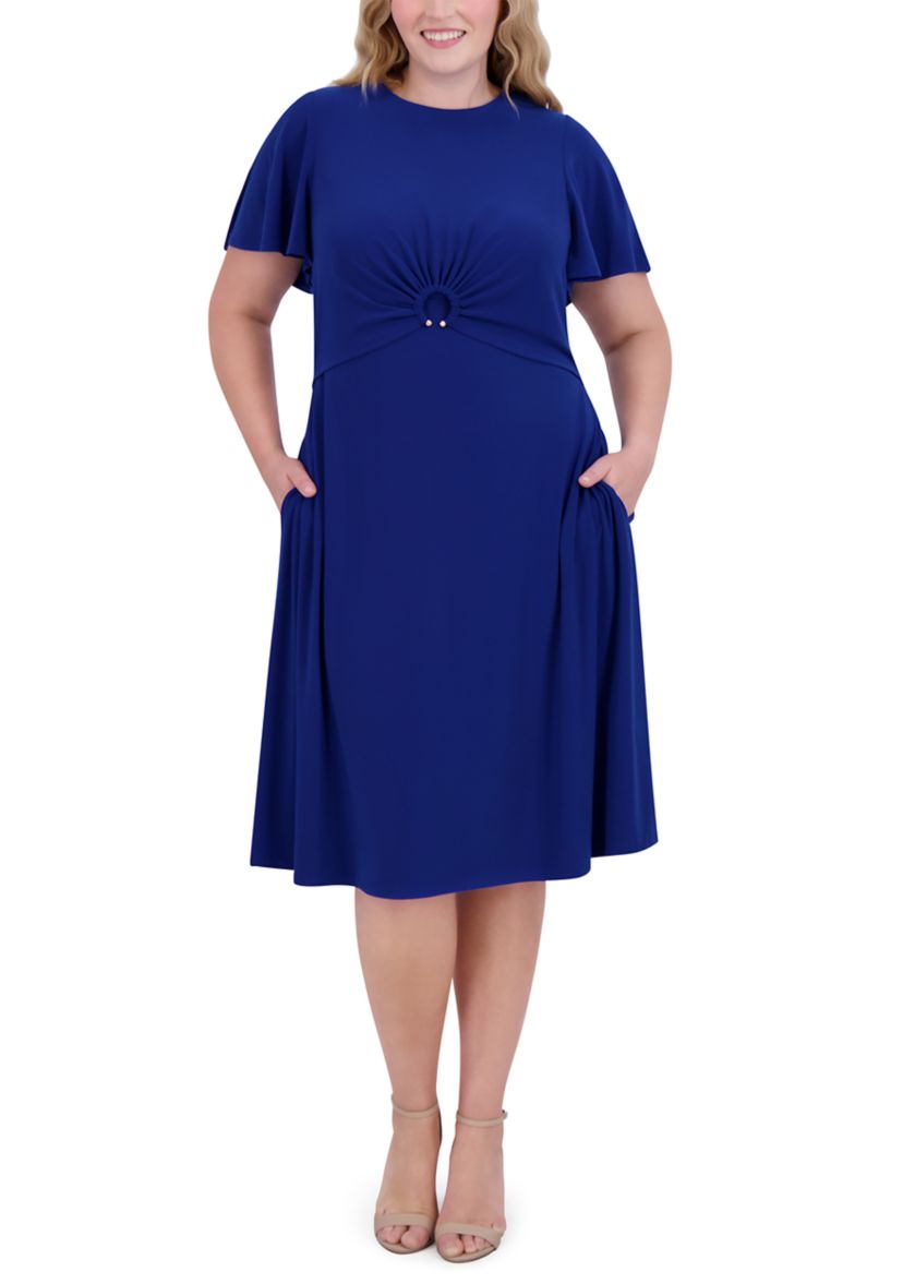 Plus Size Short Sleeve Fit and Flare Dress