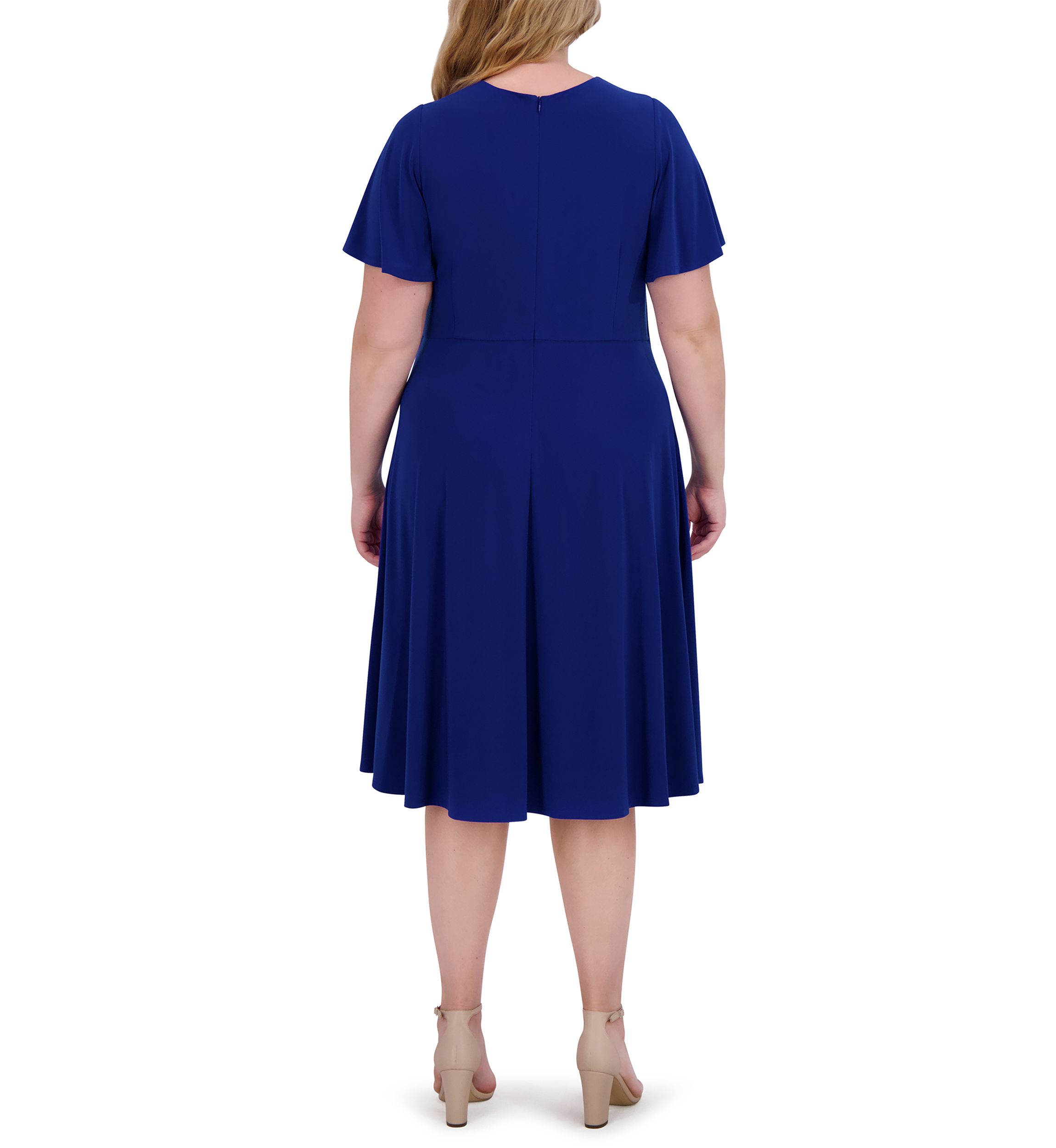 Plus Size Short Sleeve Fit and Flare Dress