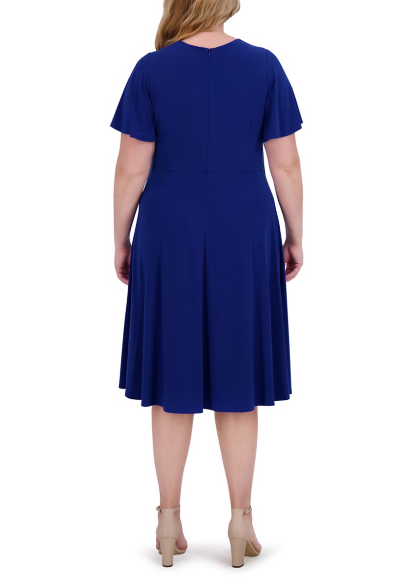 Plus Size Short Sleeve Fit and Flare Dress
