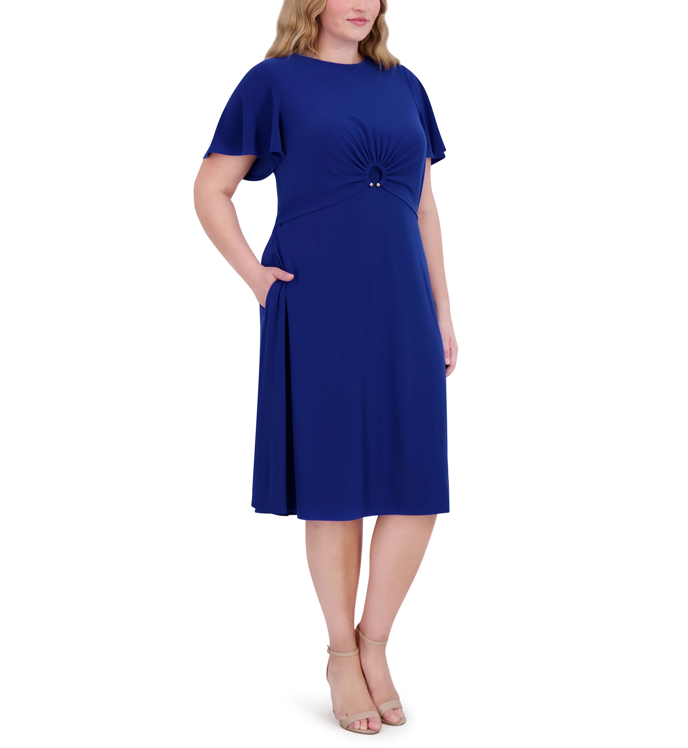 Plus Size Short Sleeve Fit and Flare Dress