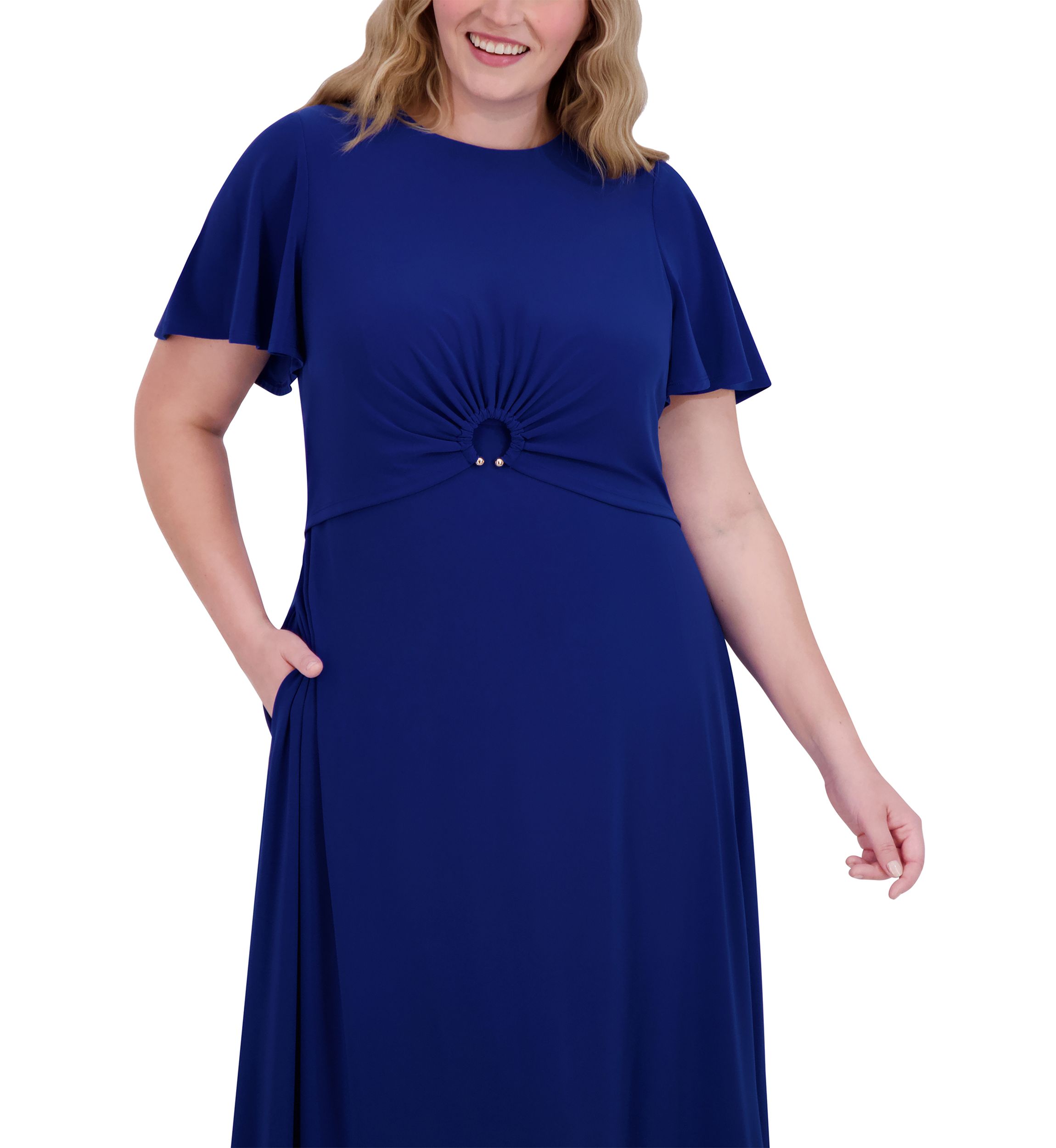 Plus Size Short Sleeve Fit and Flare Dress