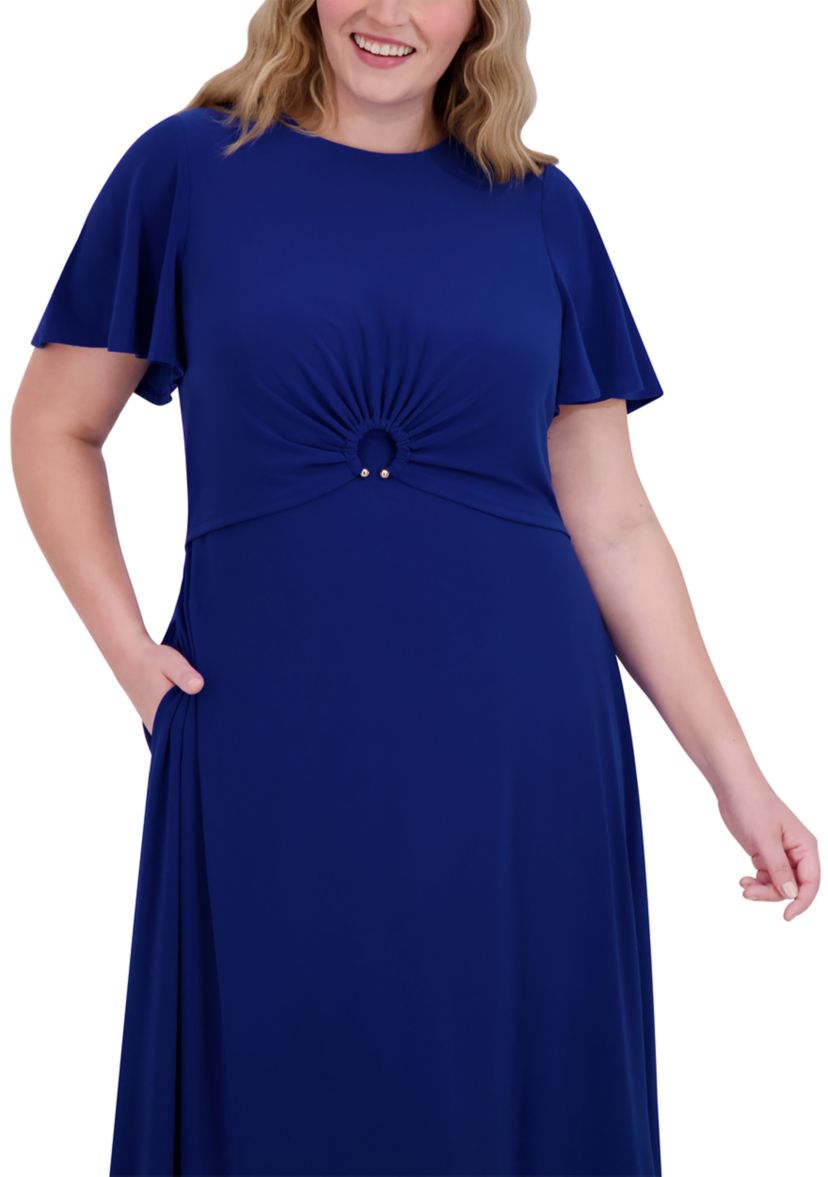 Plus Size Short Sleeve Fit and Flare Dress