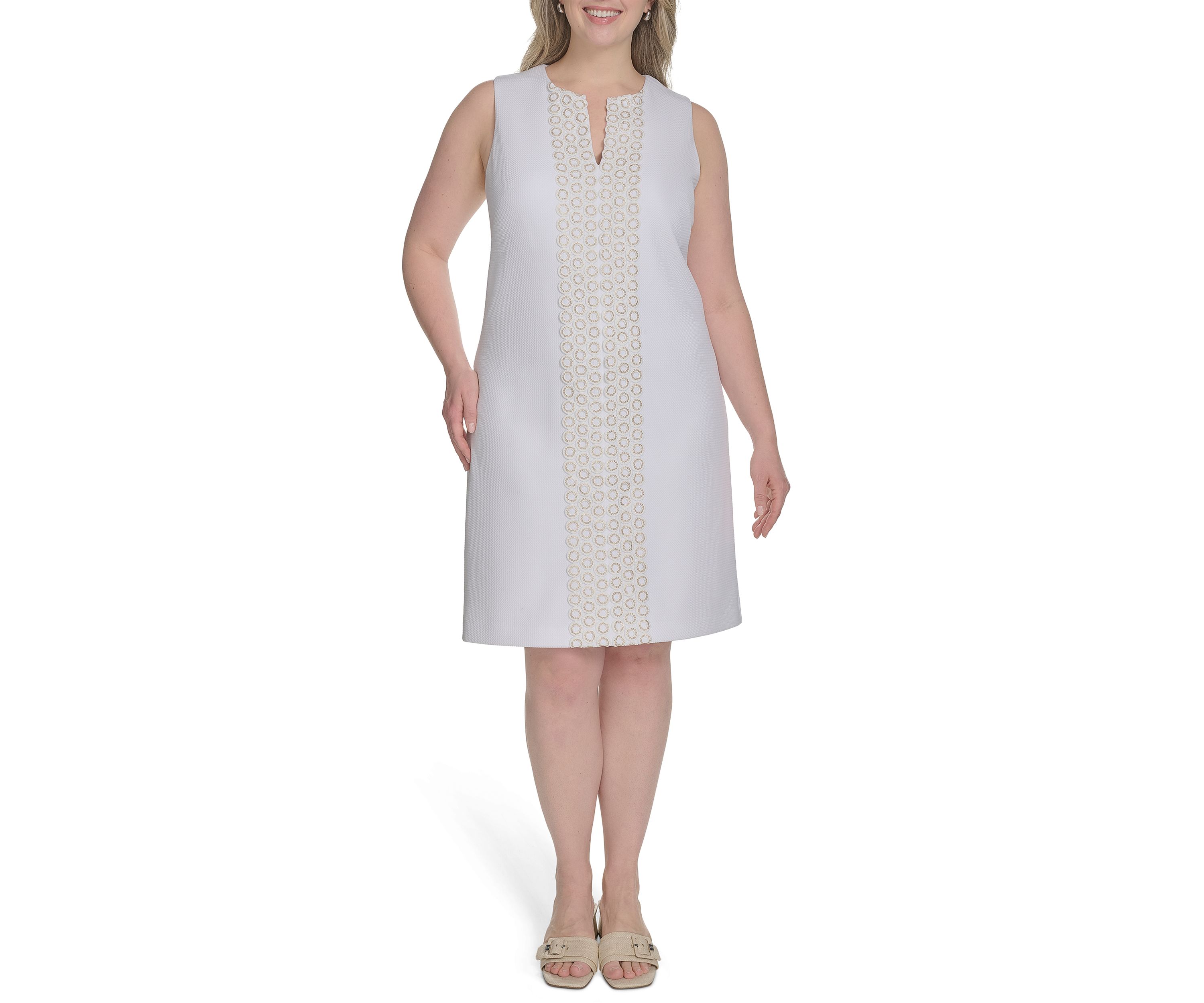 Plus Size Sleeveless Embroidered Dress
