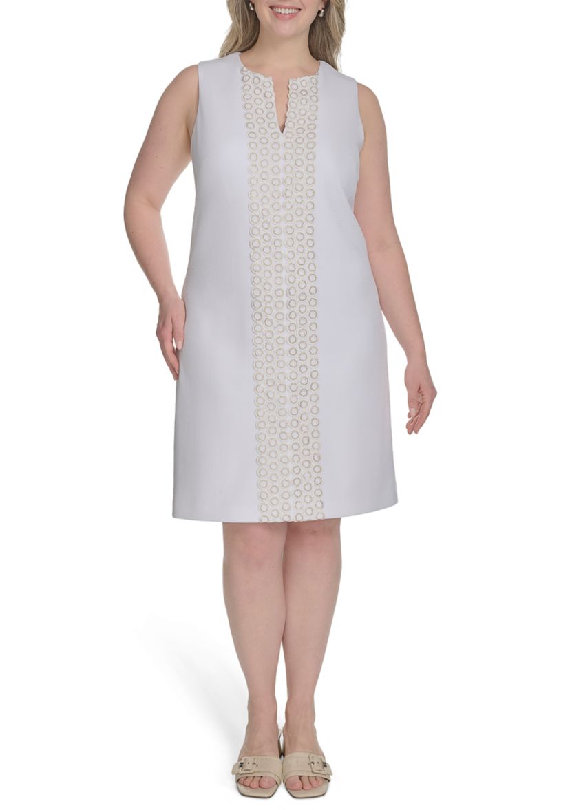 Plus Size Sleeveless Embroidered Dress