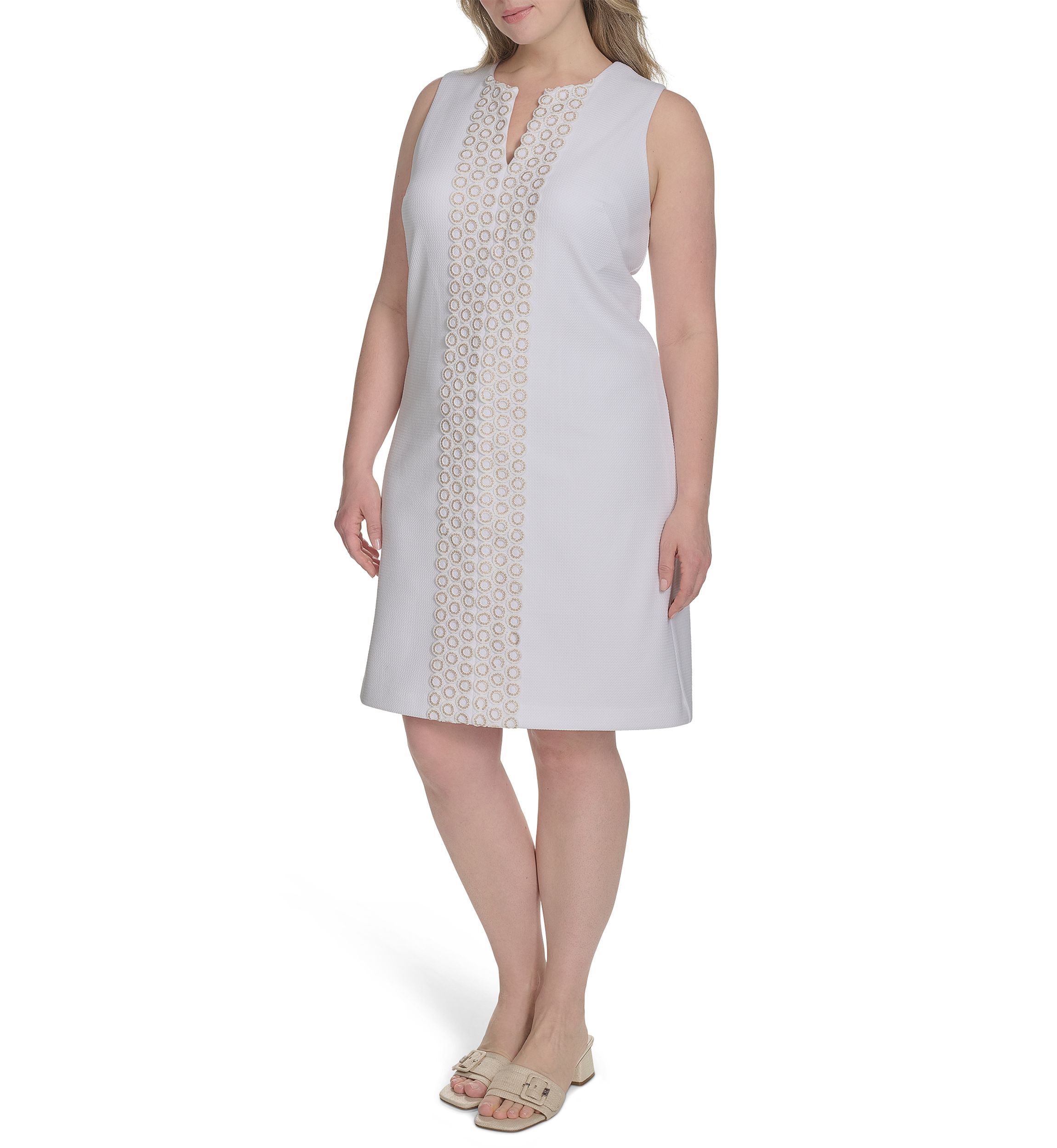 Plus Size Sleeveless Embroidered Dress