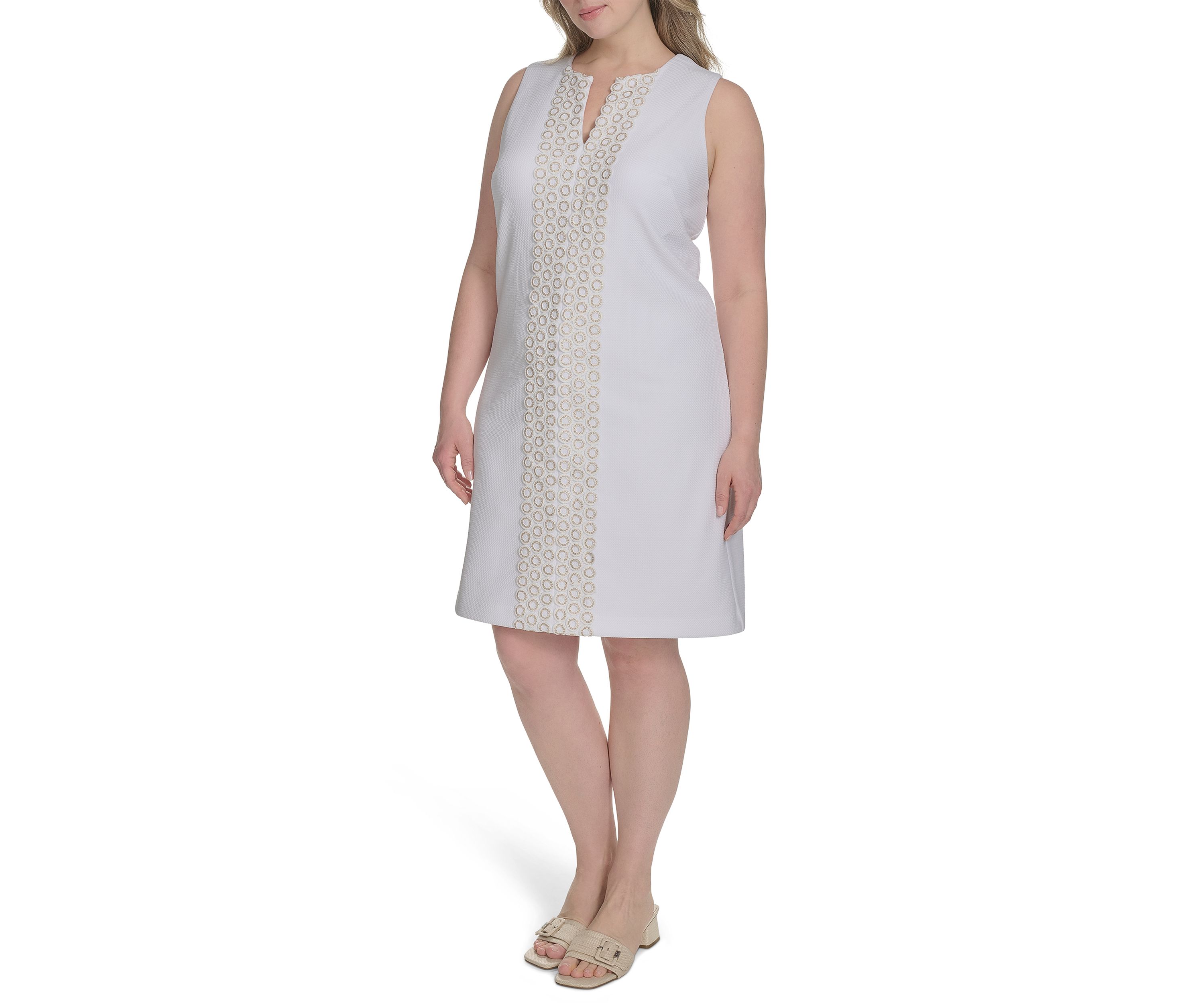 Plus Size Sleeveless Embroidered Dress