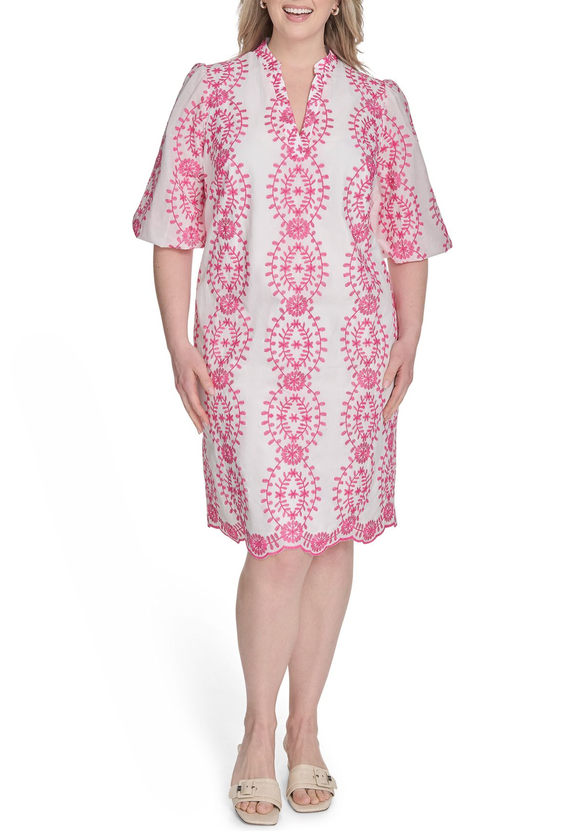 Plus Size Embroidered Cotton Dress