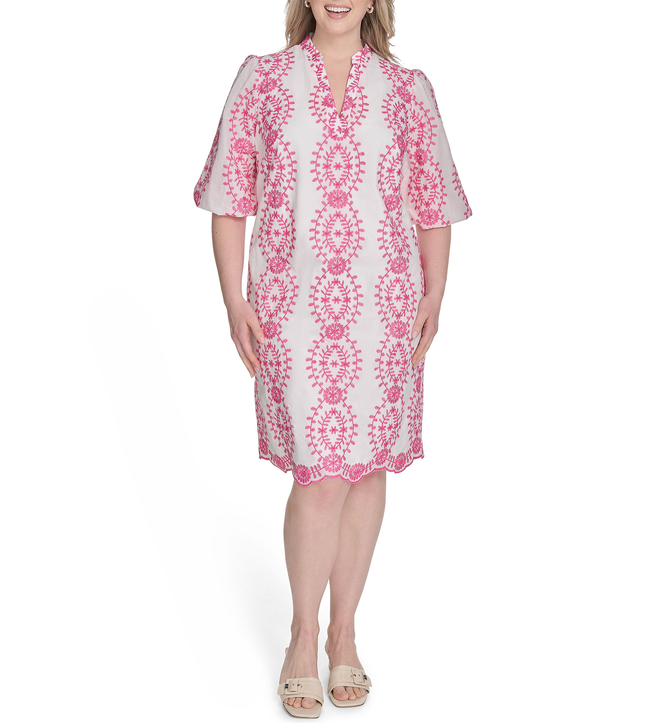 Plus Size Embroidered Cotton Dress