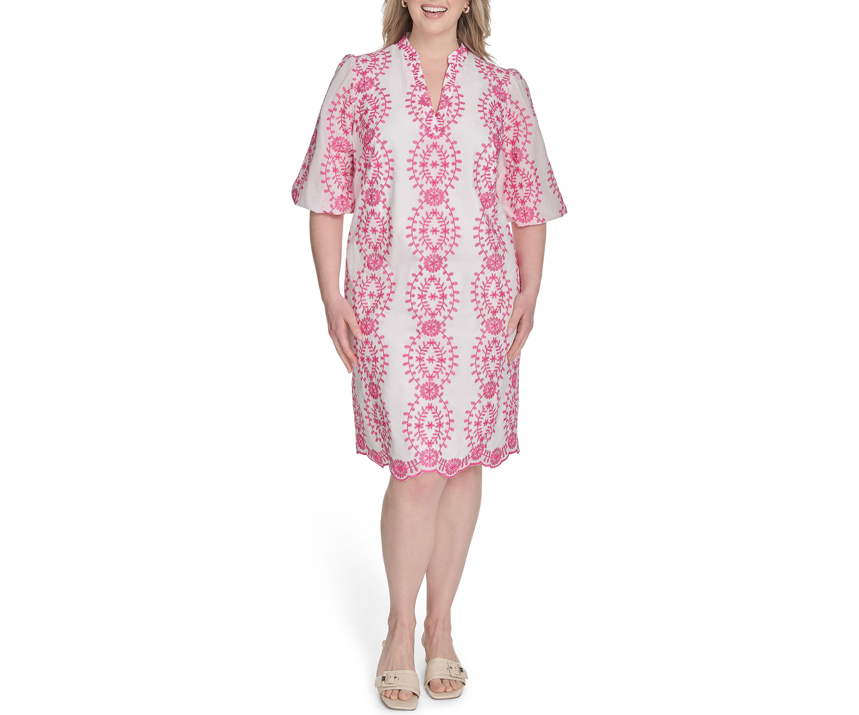 Plus Size Embroidered Cotton Dress