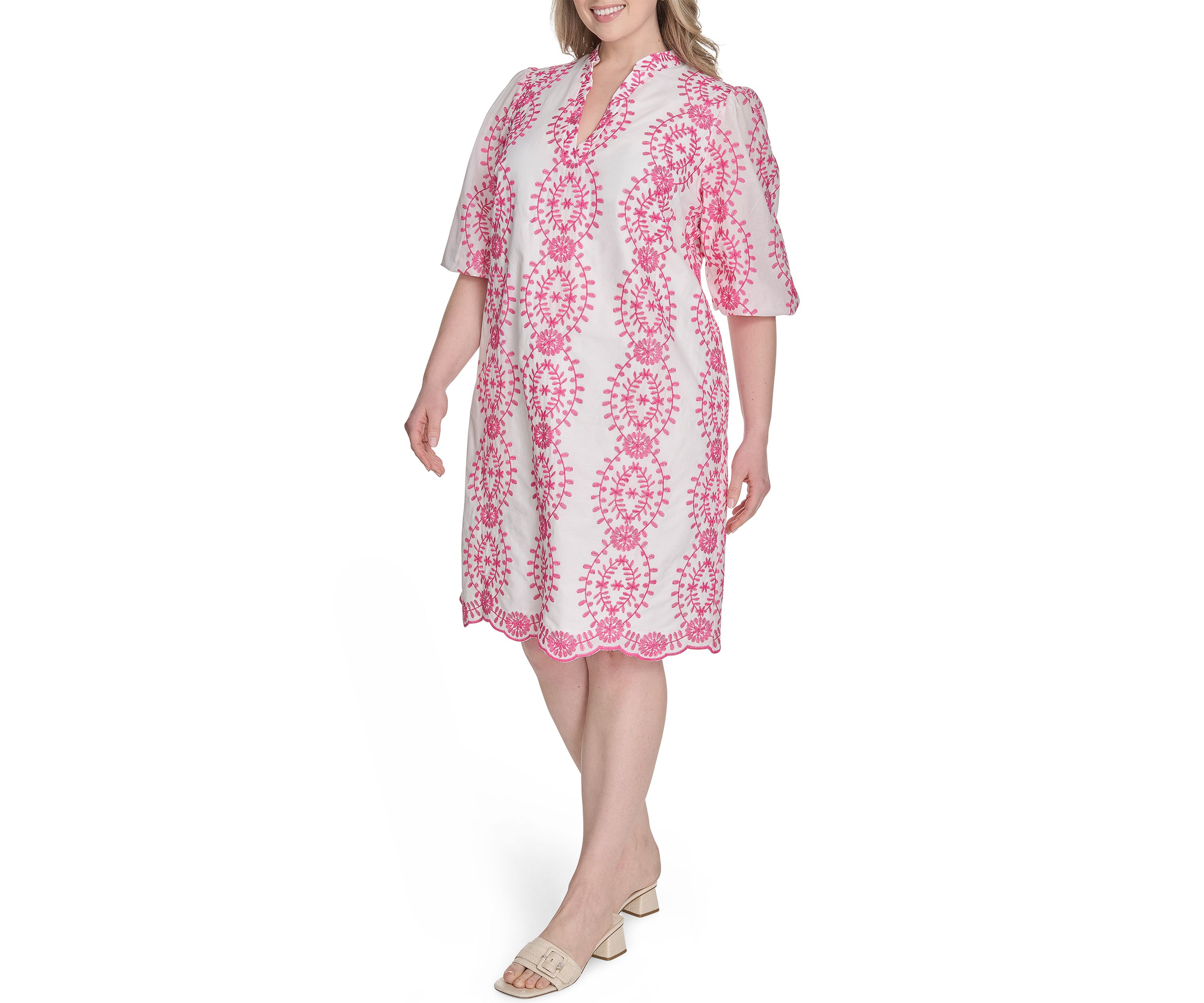Plus Size Embroidered Cotton Dress