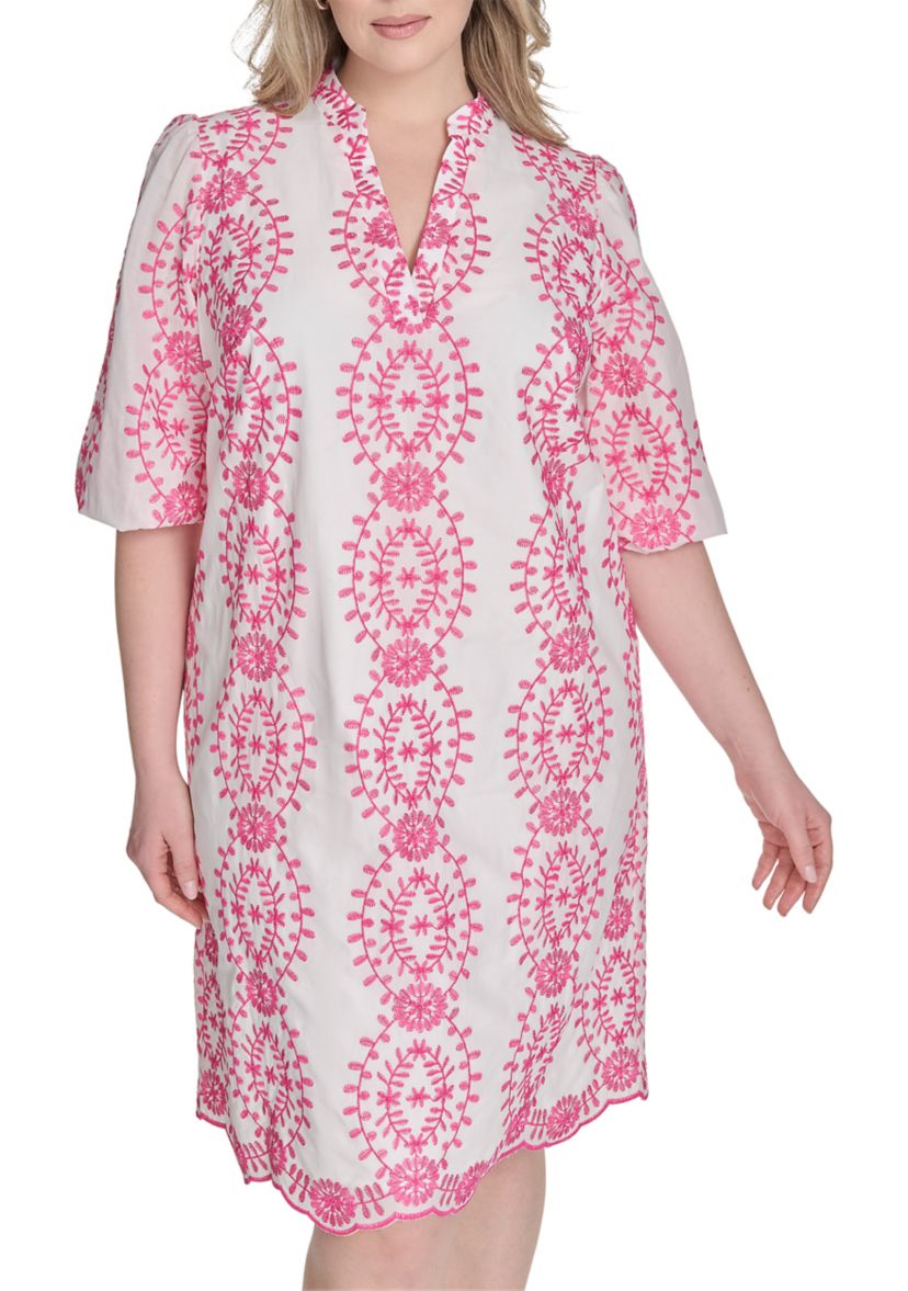 Plus Size Embroidered Cotton Dress