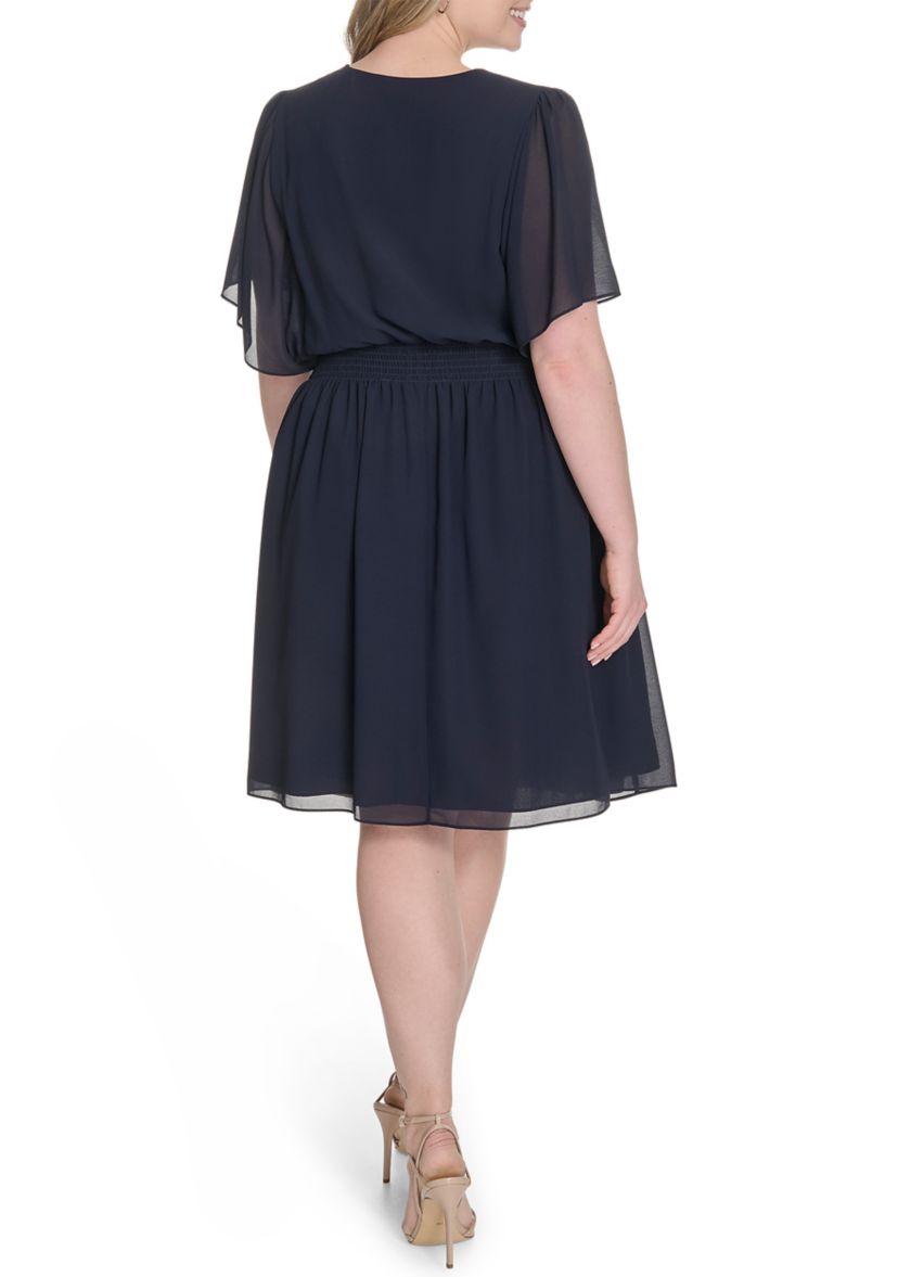 Plus Size Chiffon Fit and Flare Dress