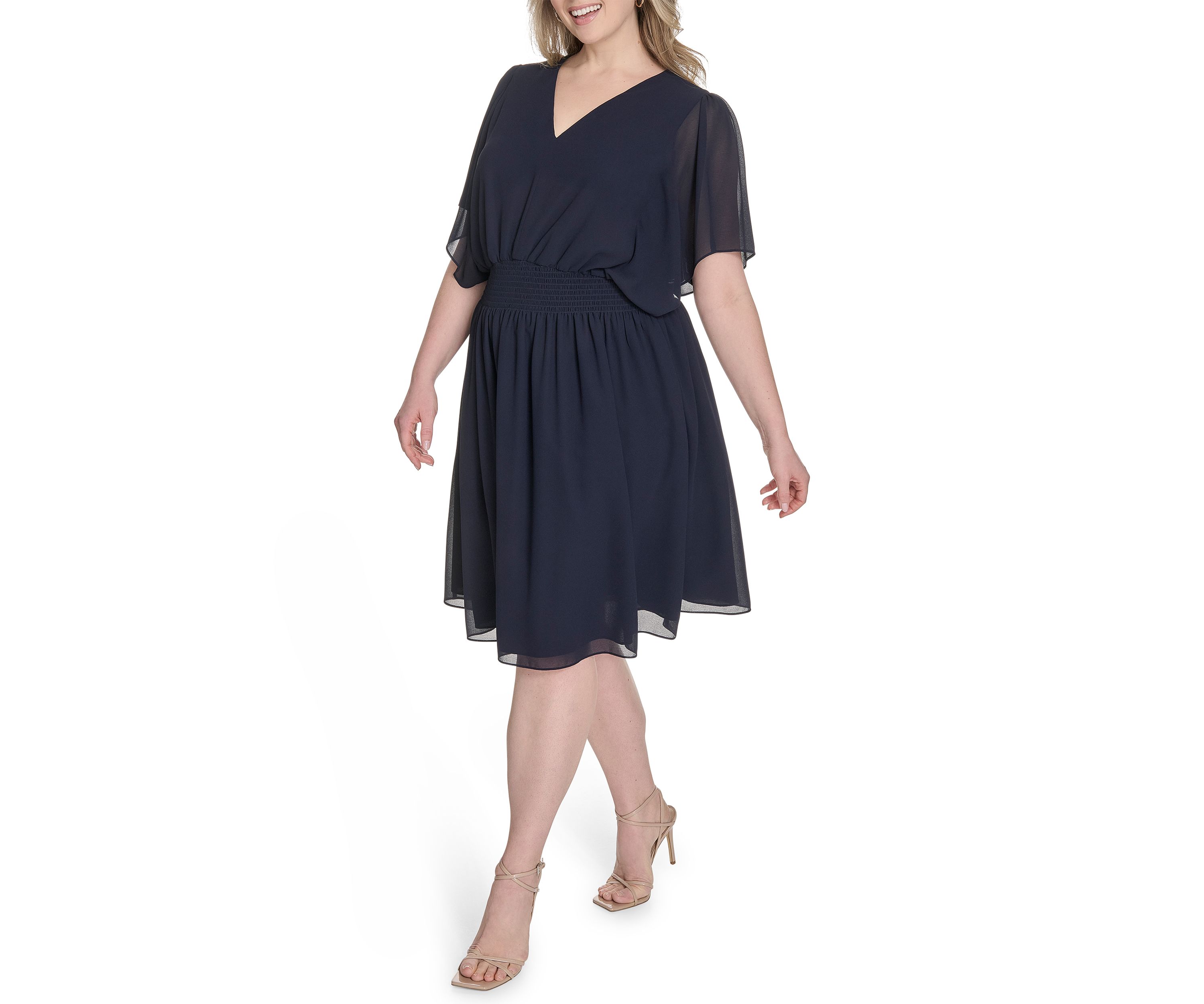 Plus Size Chiffon Fit and Flare Dress