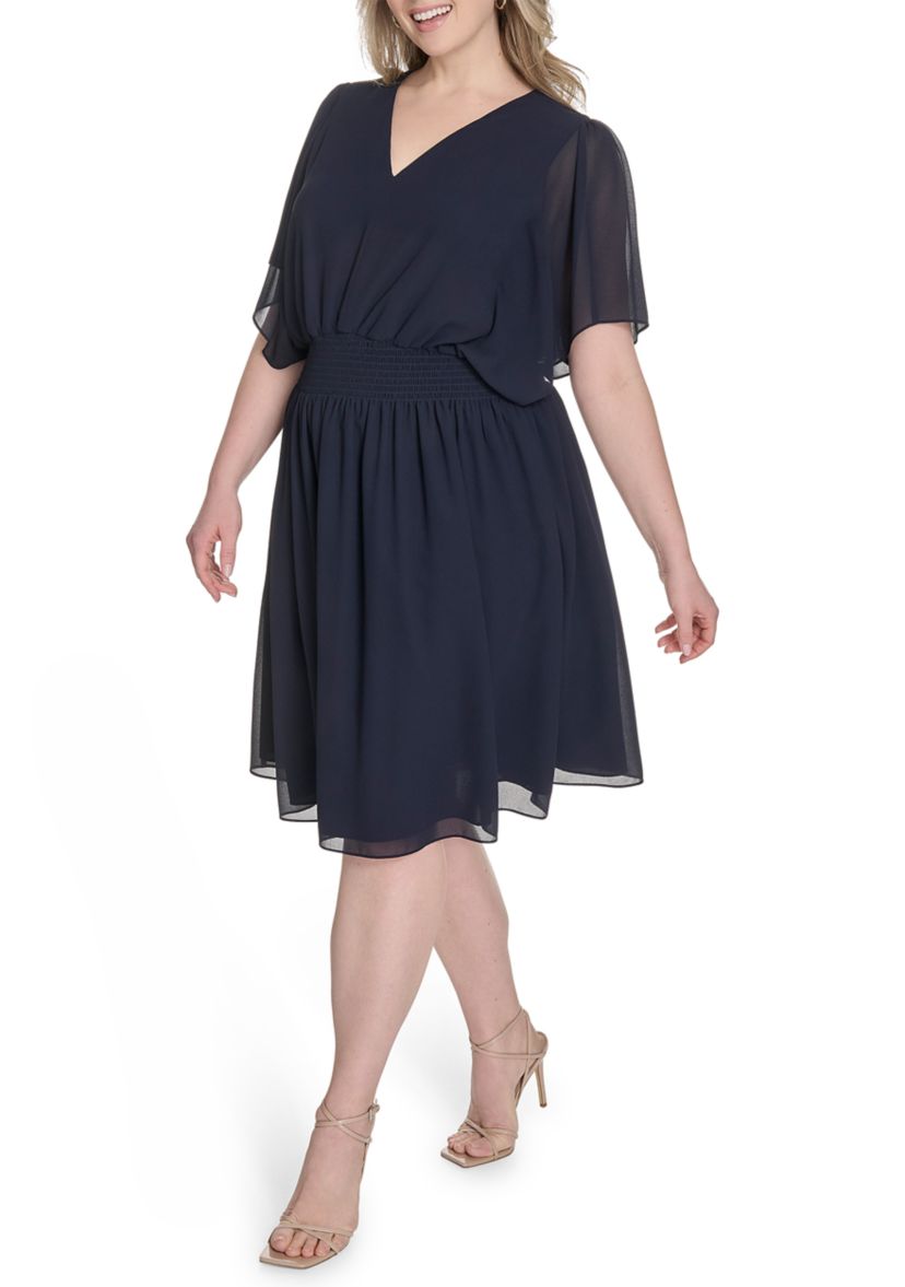 Plus Size Chiffon Fit and Flare Dress