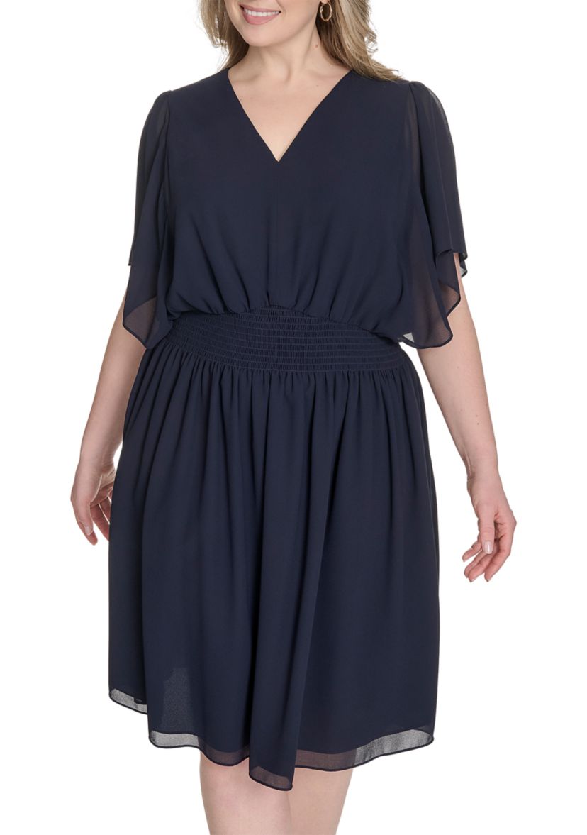 Plus Size Chiffon Fit and Flare Dress