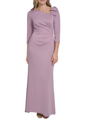 Jessica Howard Women's Three-Quarter Bow Shoulder Gown, Mauve, 12