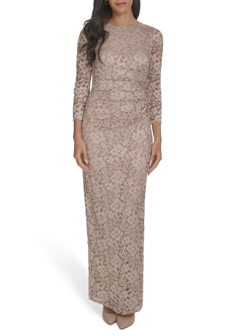 Jessica Howard Women's Long Sleeve Shimmer Lace Gown | Belk
