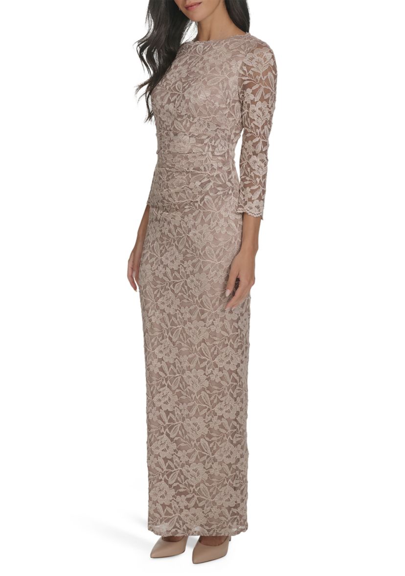 Jessica Howard Women's Long Sleeve Shimmer Lace Gown | Belk