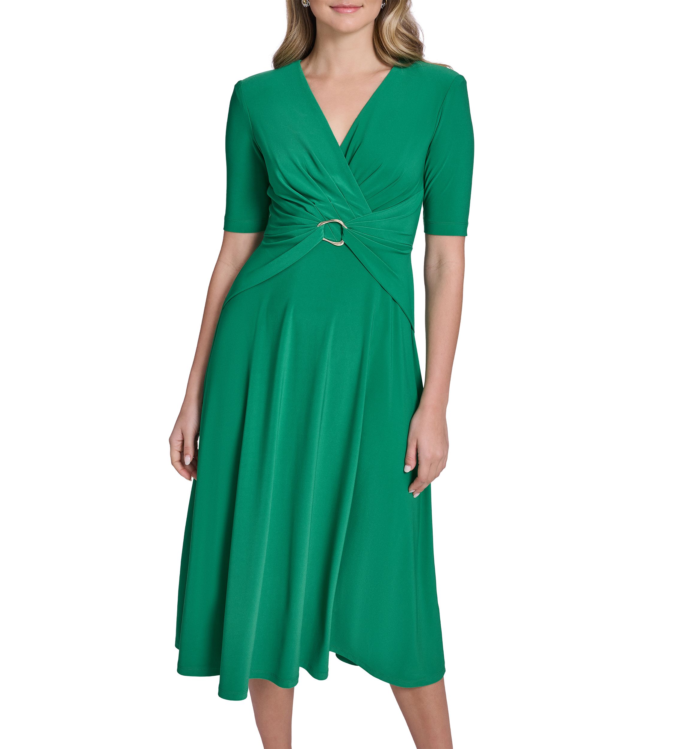 jessica howard green dress Women's Cinched Front A-Line AW26Runway