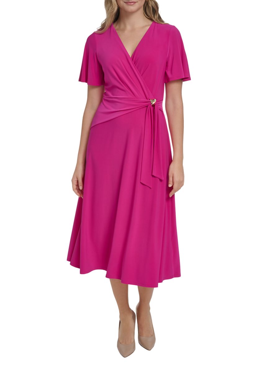 Jessica Howard Women's Side Rouched Midi Dress | Belk