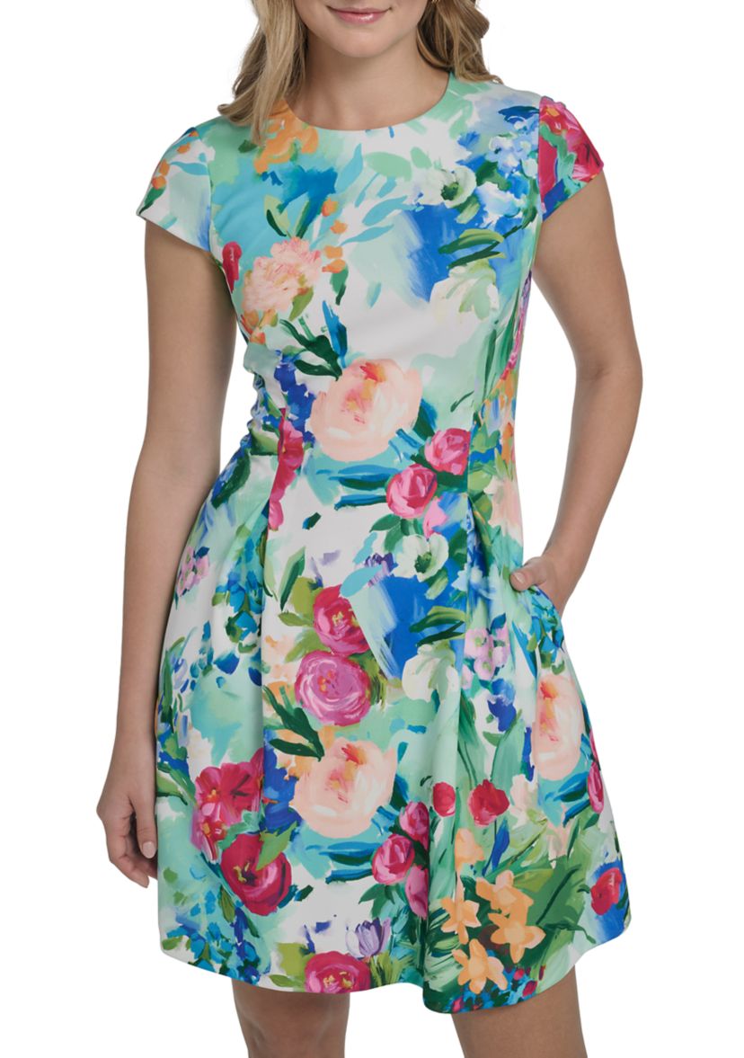 jessica howard short sleeve floral sheath dress Jessica Howard Petite Embroidered Short-Sleeve Mesh Dress