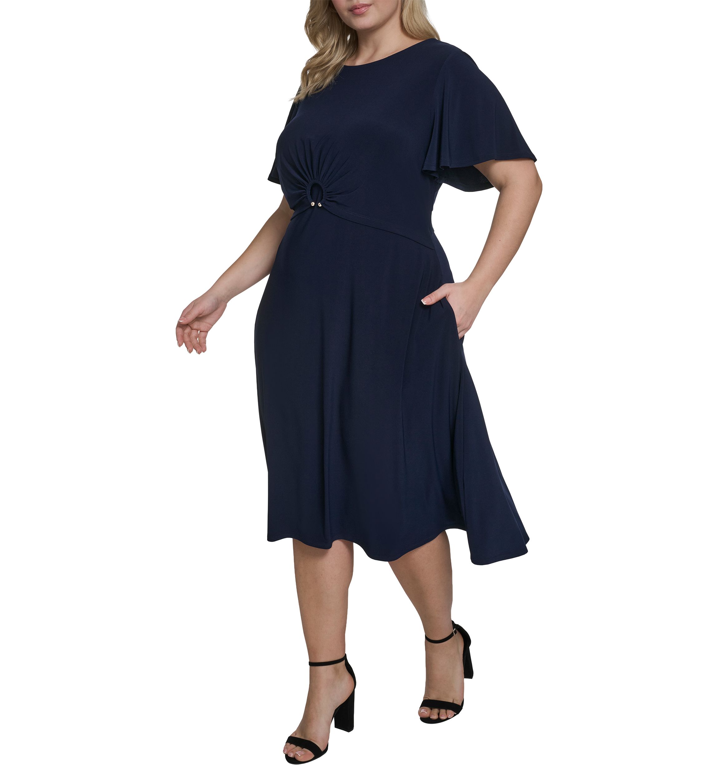 knee length dresses for ladies Jaecee Cinch Waist Midi Dress main image 0