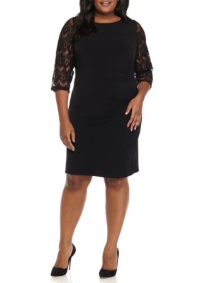 Laura Jeffries Plus Size Lace Sleeve Jersey Sheath Dress | belk