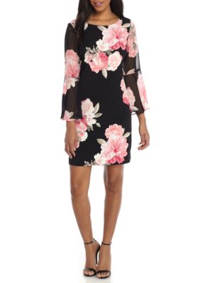 J Howard Chiffon Flare Sleeve Dress | belk