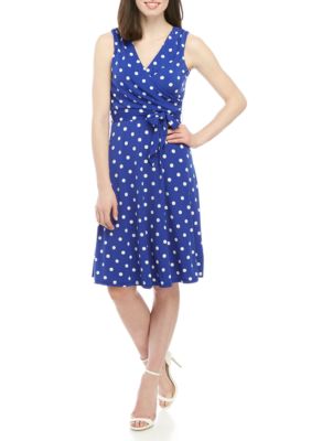 jessica howard sleeveless multi dot asymmetrical hem dres