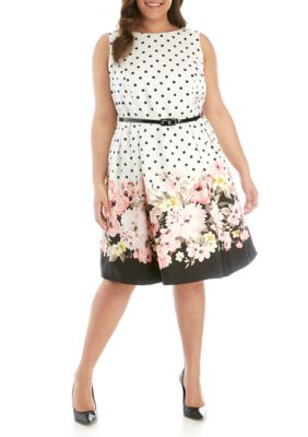 jessica howard plus size polka dot and floral dres