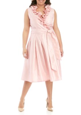 jessica howard sleeveless shantung fit and flare ruffle dres