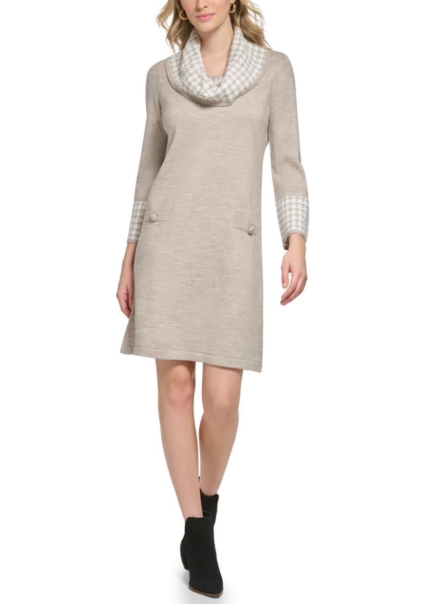 Womens Cowl Neck Sweater Dress