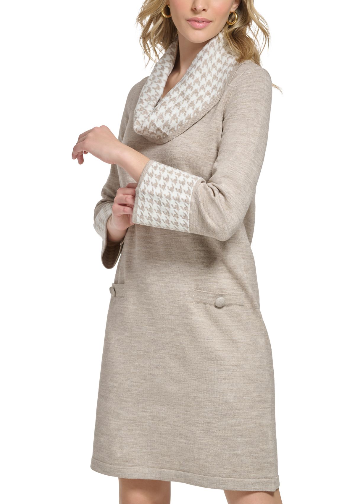 Womens Cowl Neck Sweater Dress