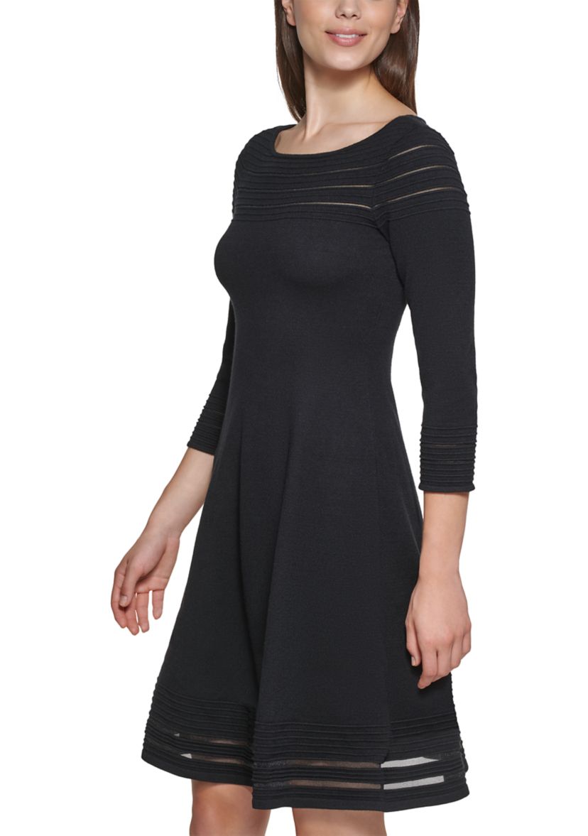 Womens 3-Quarter A-Line Sweater Dress