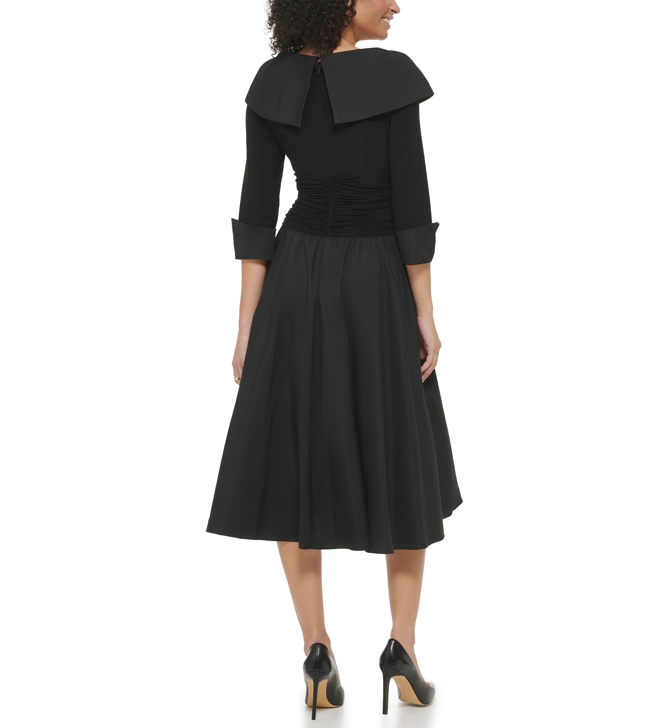 Womens Sleeveless V-Neck Collared Fit and Flare Dress
