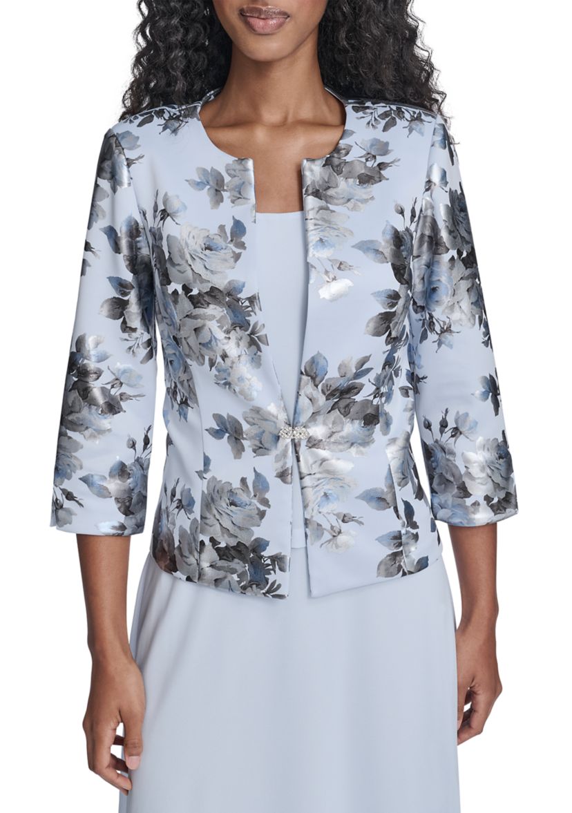 a line jacket dress A-Line Mother of the Bride Dress Elegant V Neck Tea Length Chiffon Lac – BL  Dress main image 0