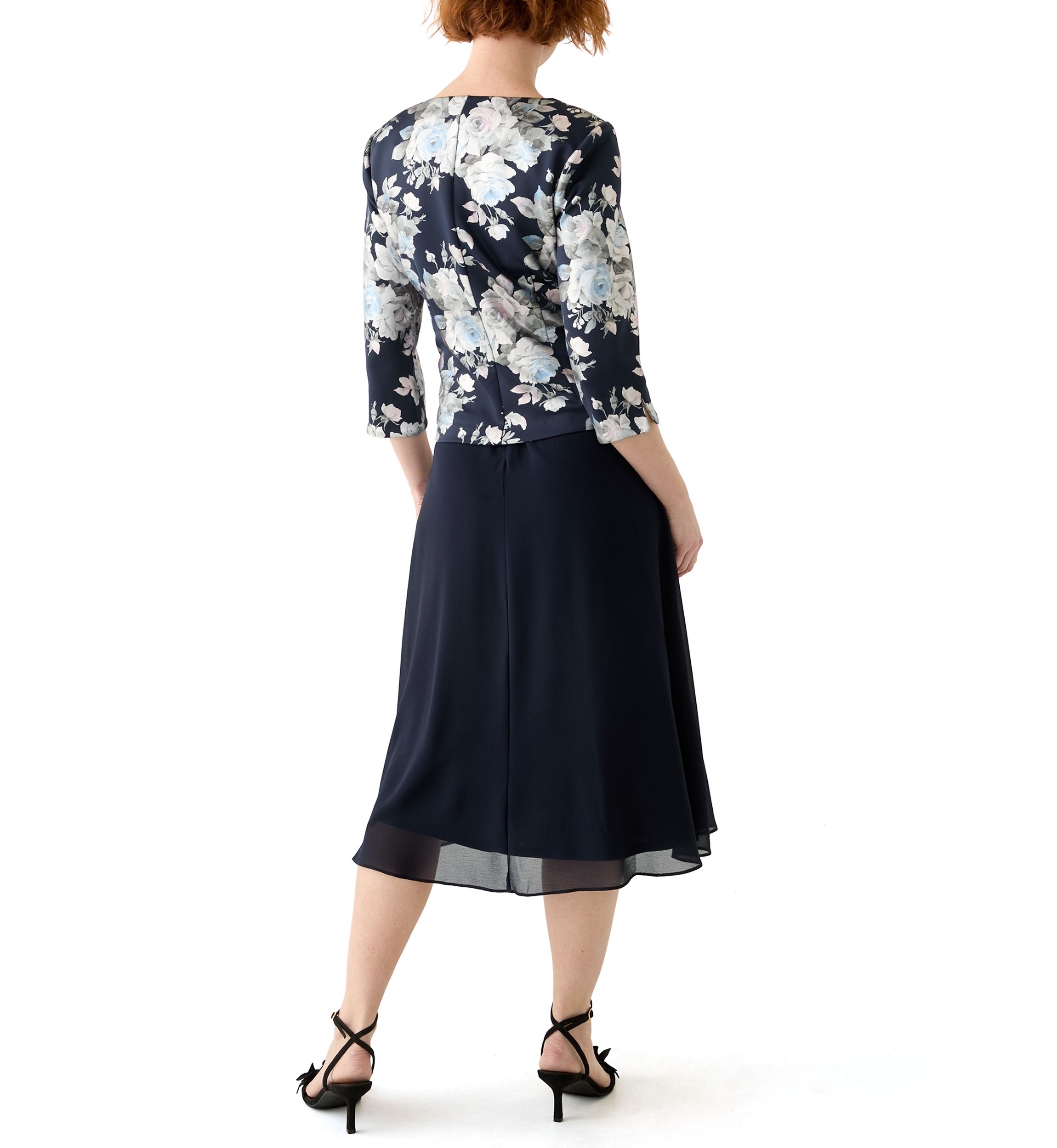 Womens Floral Printed A-Line Jacket Dress