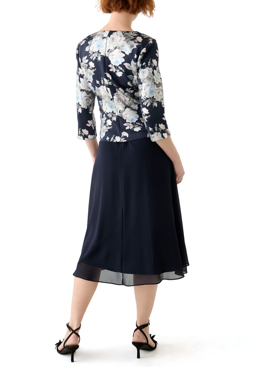 Womens Floral Printed A-Line Jacket Dress