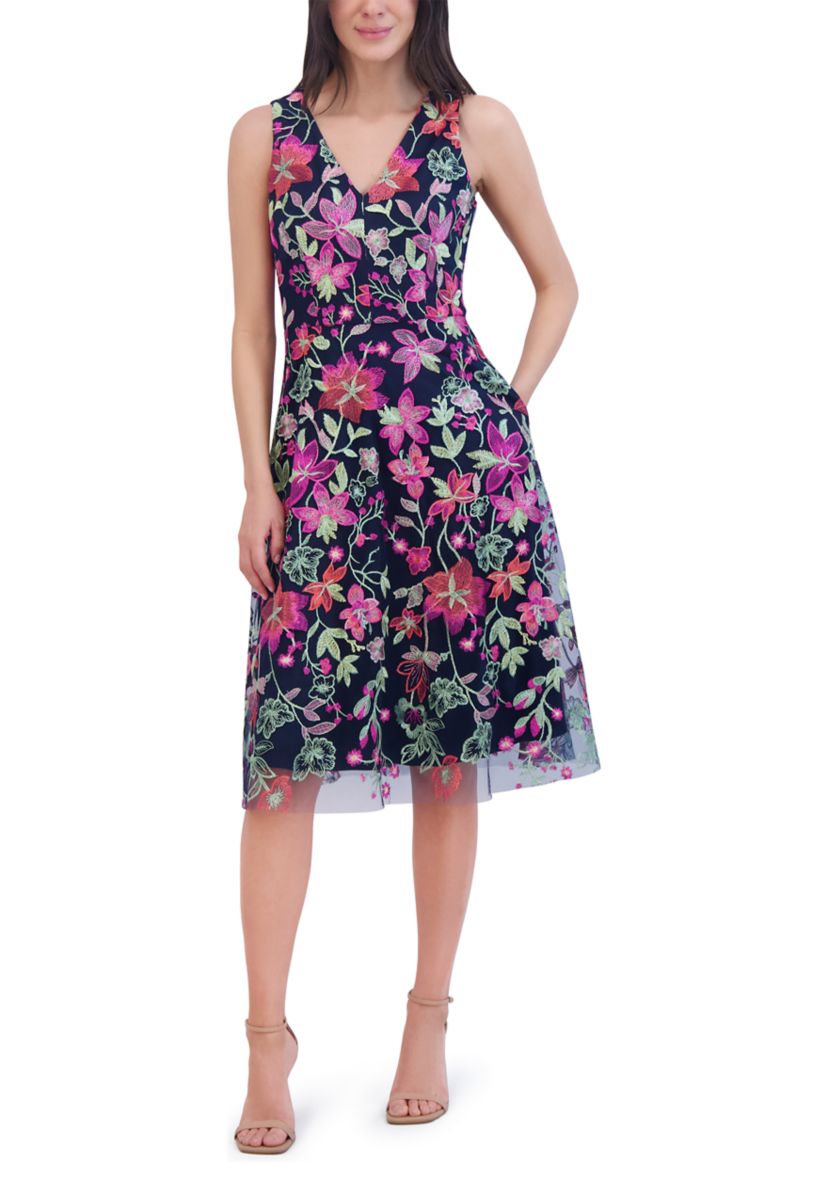 Womens Floral Printed Sheath Dress