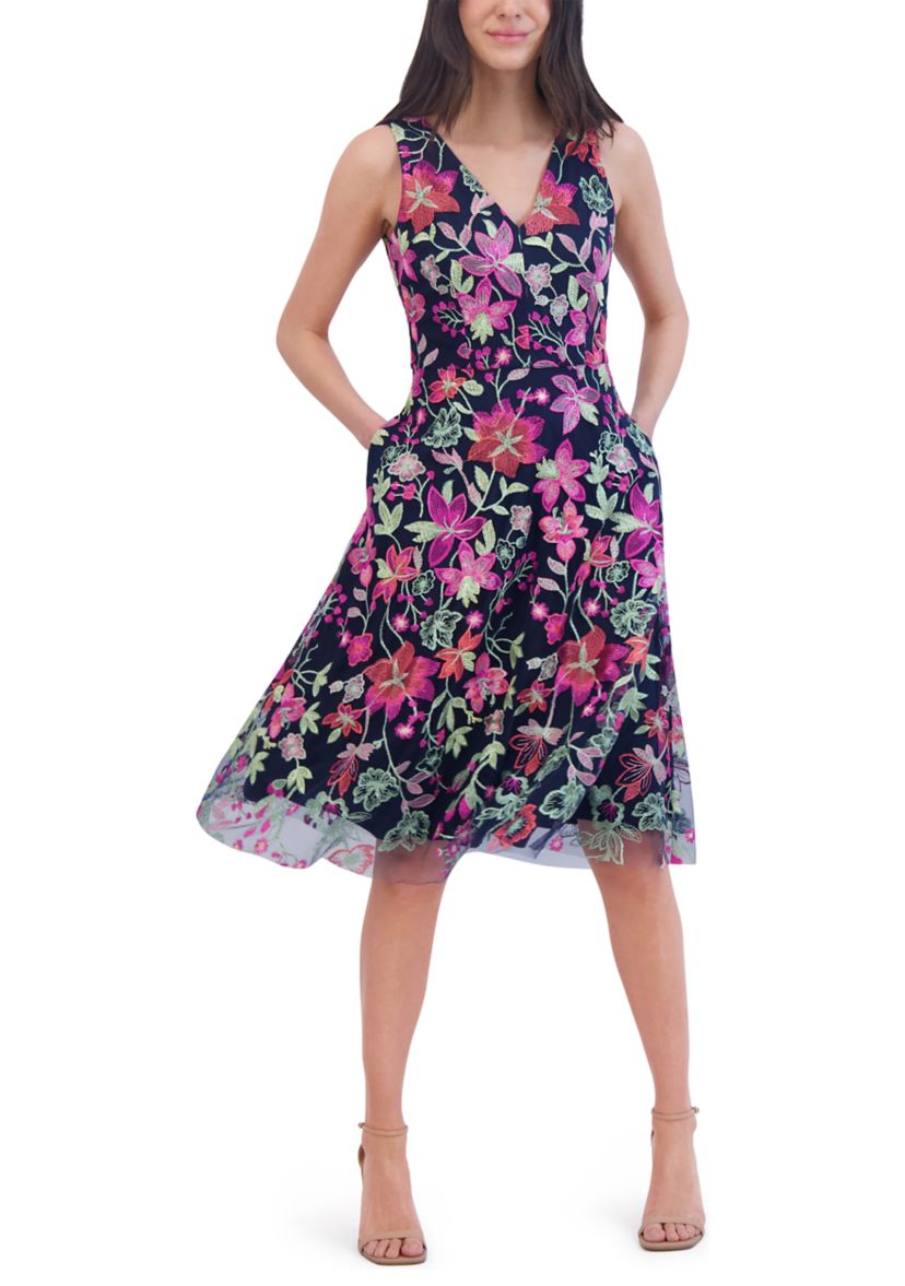 Womens Floral Printed Sheath Dress