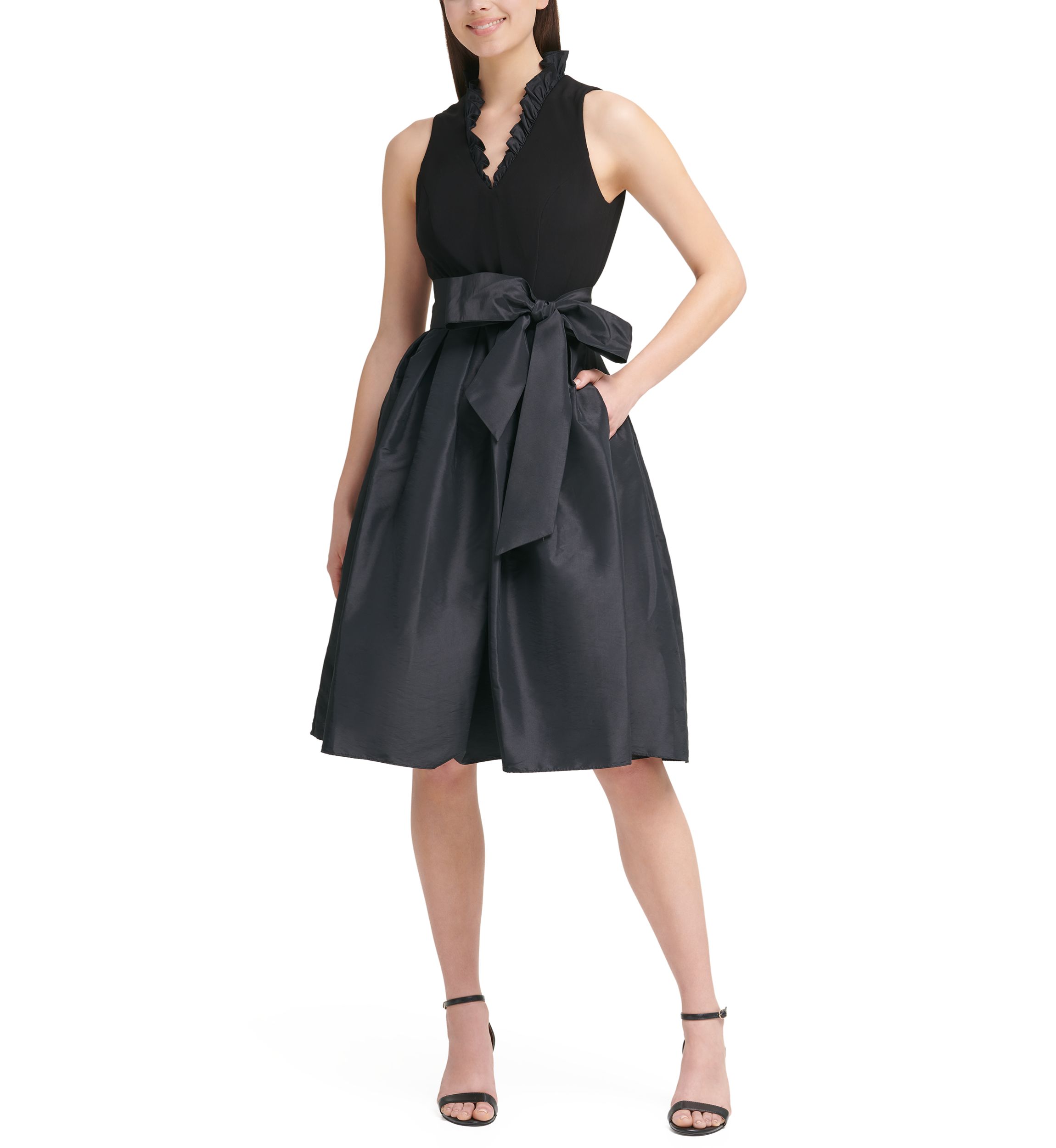 Womens Taffeta Fit and Flare Dress