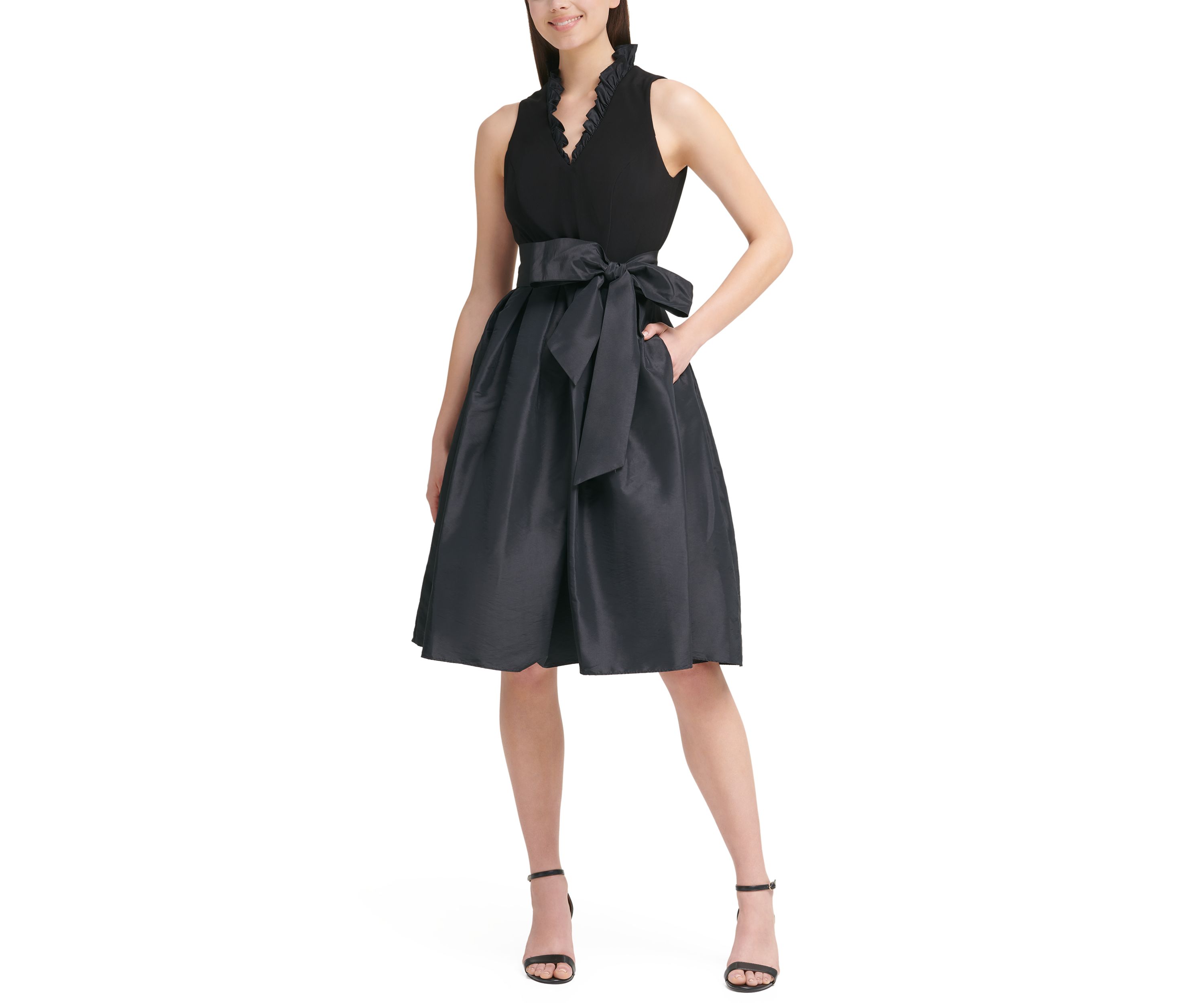 Womens Taffeta Fit and Flare Dress
