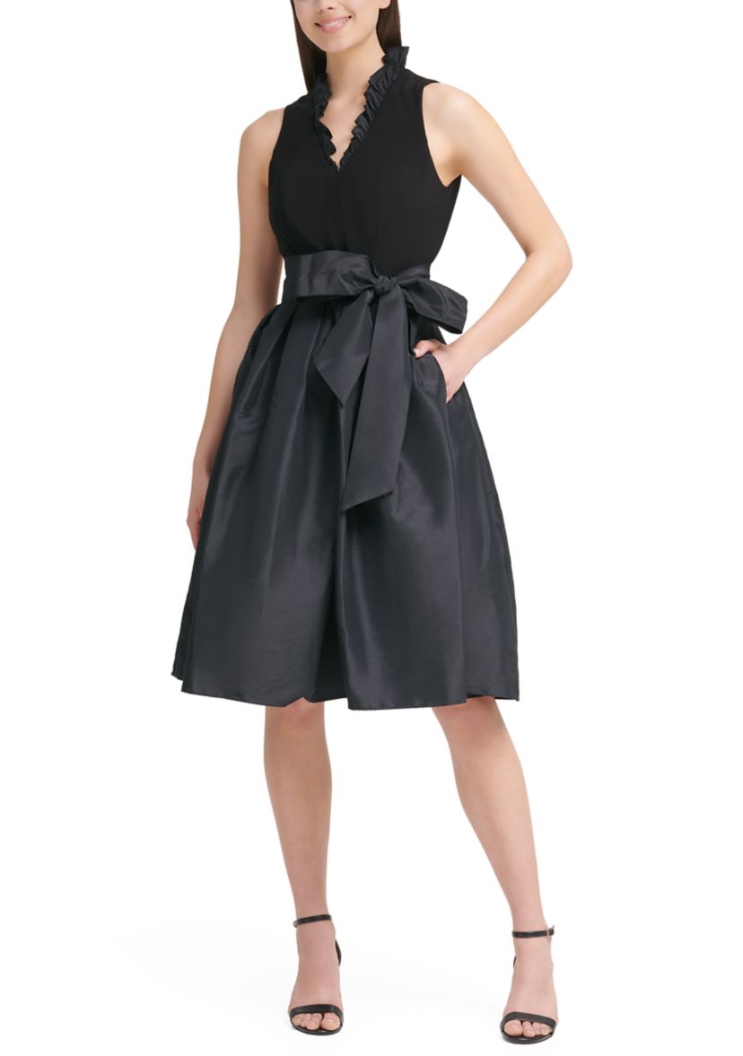 Womens Taffeta Fit and Flare Dress