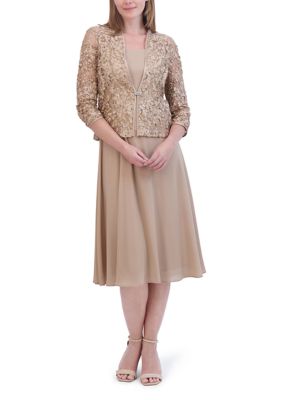 Jessica Howard Women's 3/4 Sleeve Crew Neck Solid Jacket Dress | Belk