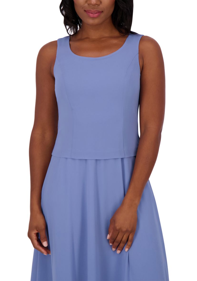 Womens 3/4 Sleeve Crew Neck Solid Jacket Dress