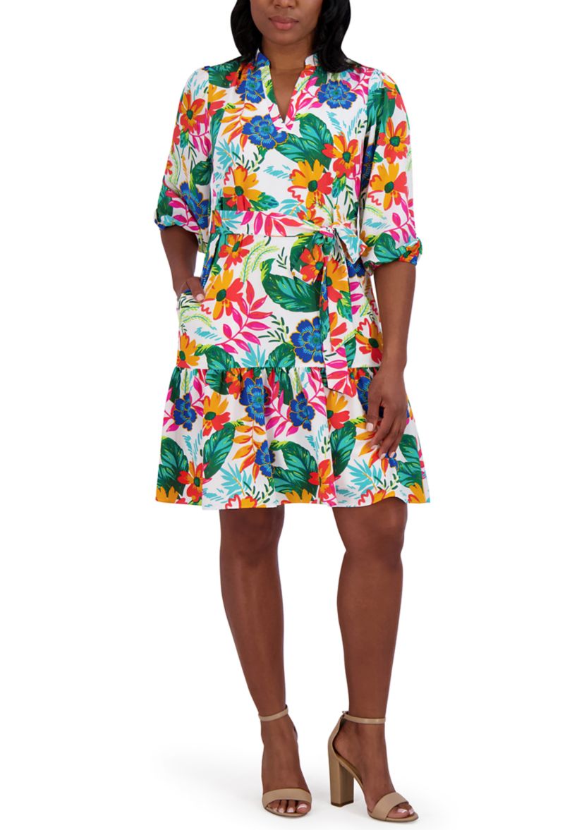 Jessica Howard Women's 3/4 Sleeve Floral Mini Dress | Belk
