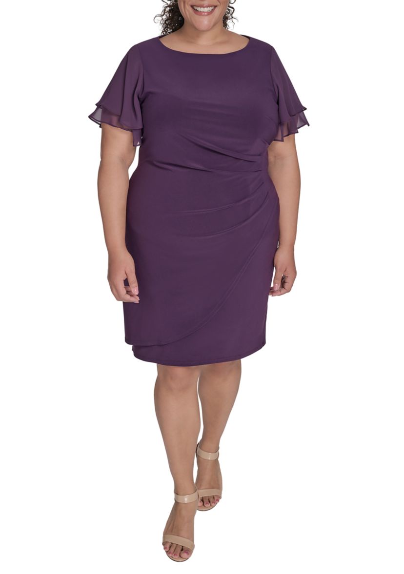 Jessica Howard Women's Plus Size Short Sleeve Shift Dress, 24 W