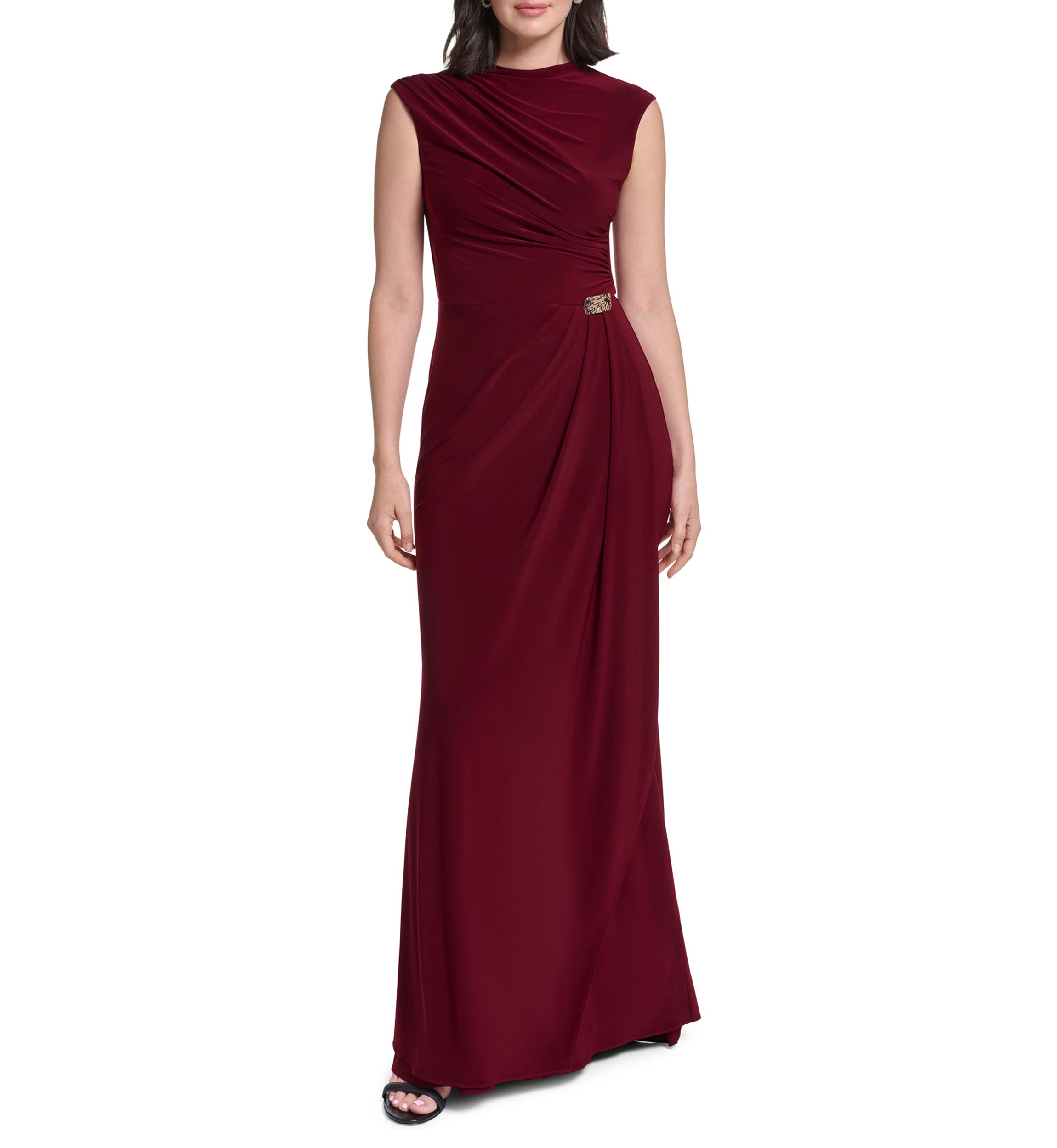belk burgundy dress Women's Red Jessica Howard Dresses Sarah Jessica Parker Debuts Draped bodice floral satin gown size:US10 Womens City Chic Braelynn