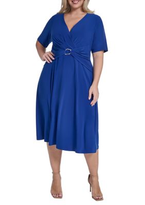 J Howard Women's Plus Size Short Sleeve A-Line Dress, 14 W