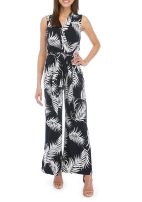 jessica howard sleeveless leaf print jumpsui